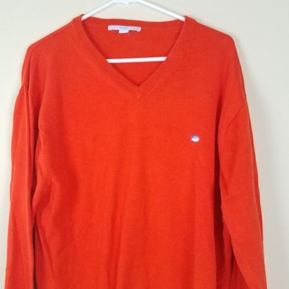 Southern Tide Orange Vneck Men's Sweater Large - Picture 2 of 7